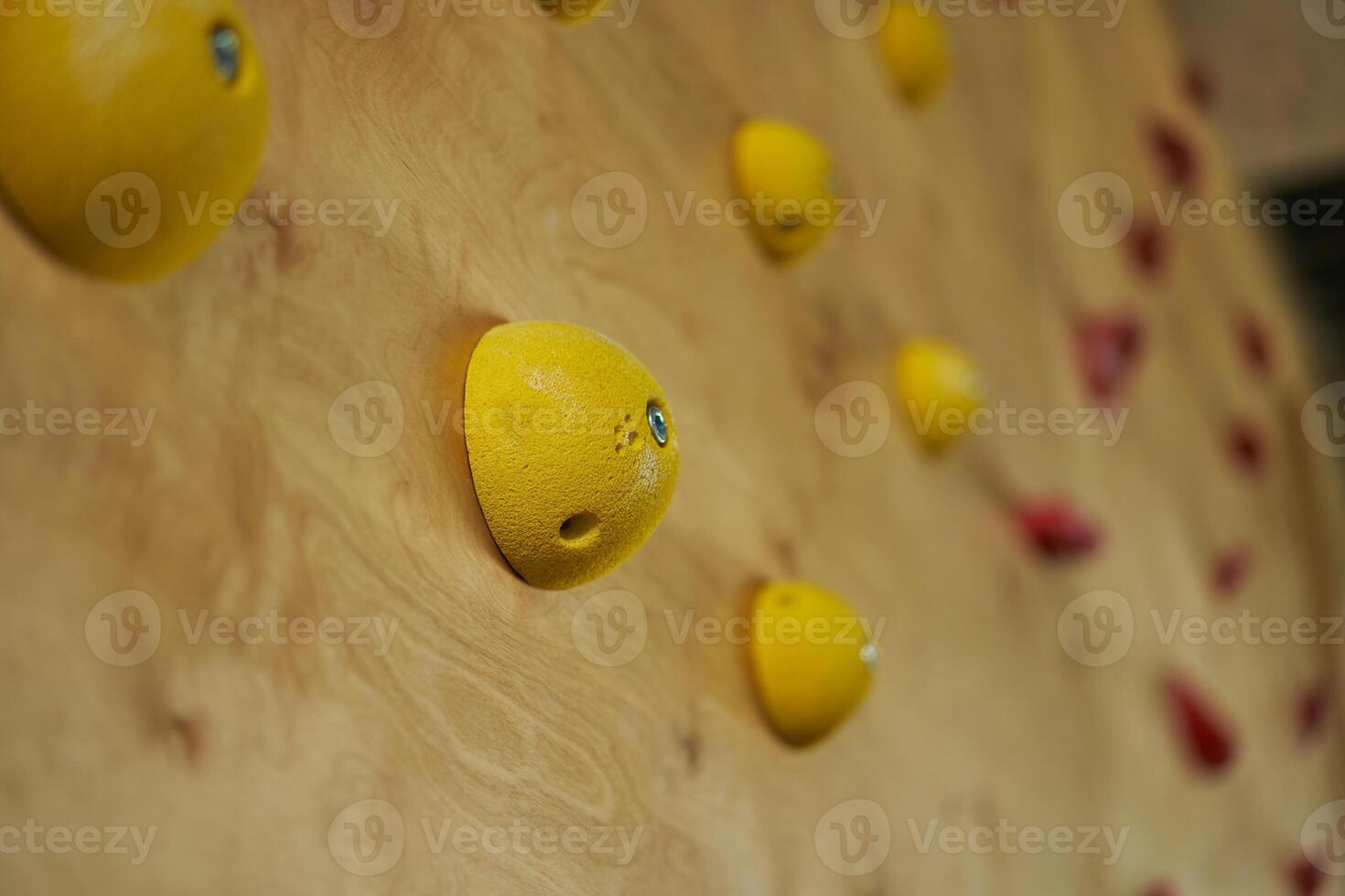 Climb wall close up made wood Alpinism climbing training photo
