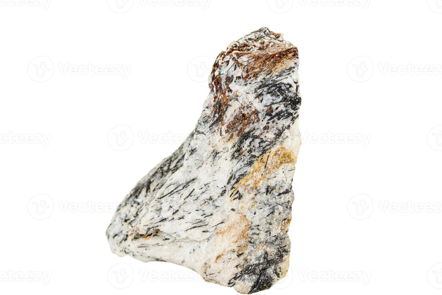 Macro stone Astrophyllite mineral on white background photo