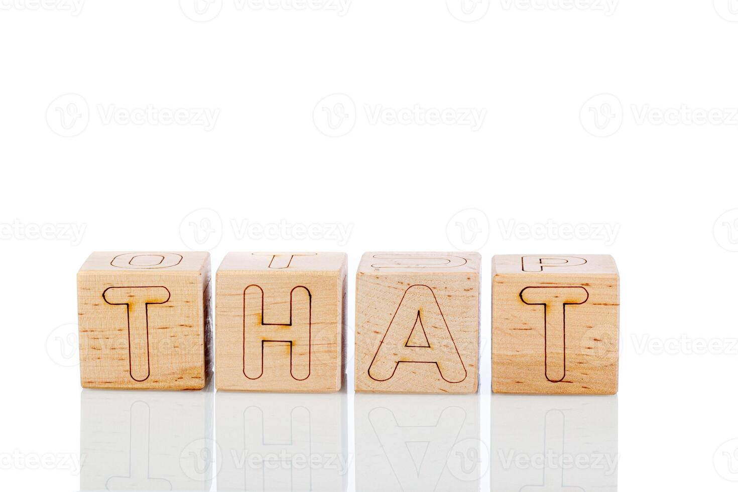 Wooden cubes with letters that on a white background photo