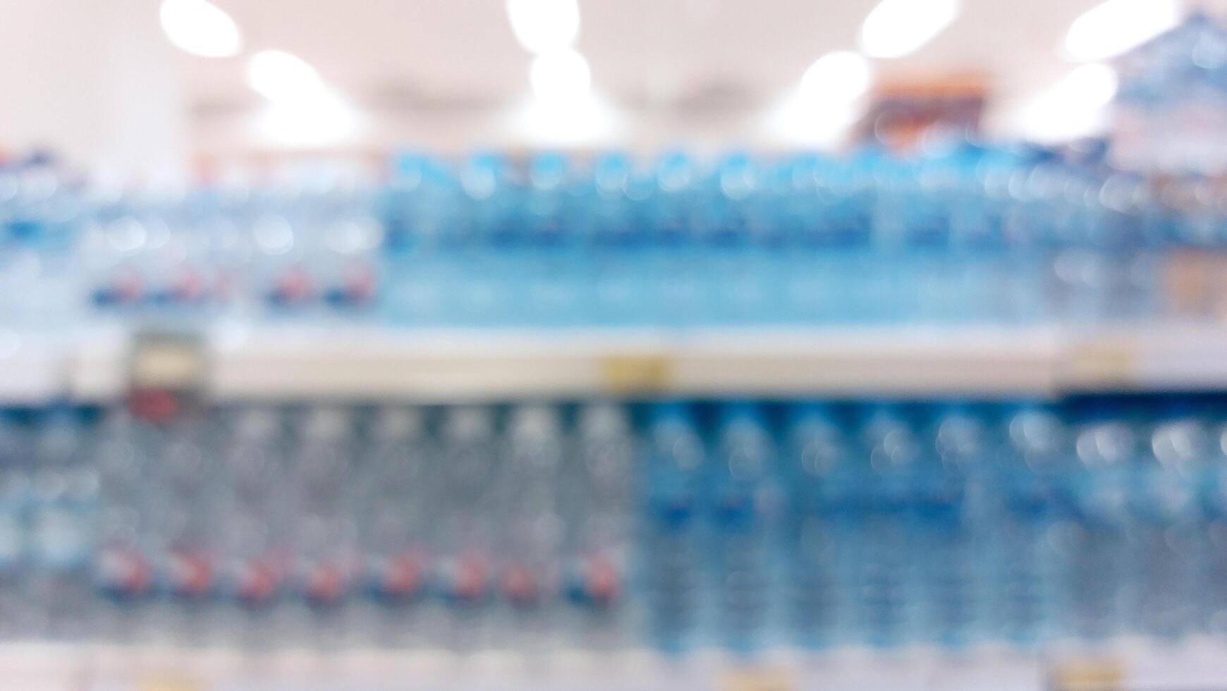 supermarket aisle and shelves blurred background. grocery store retail business concept photo