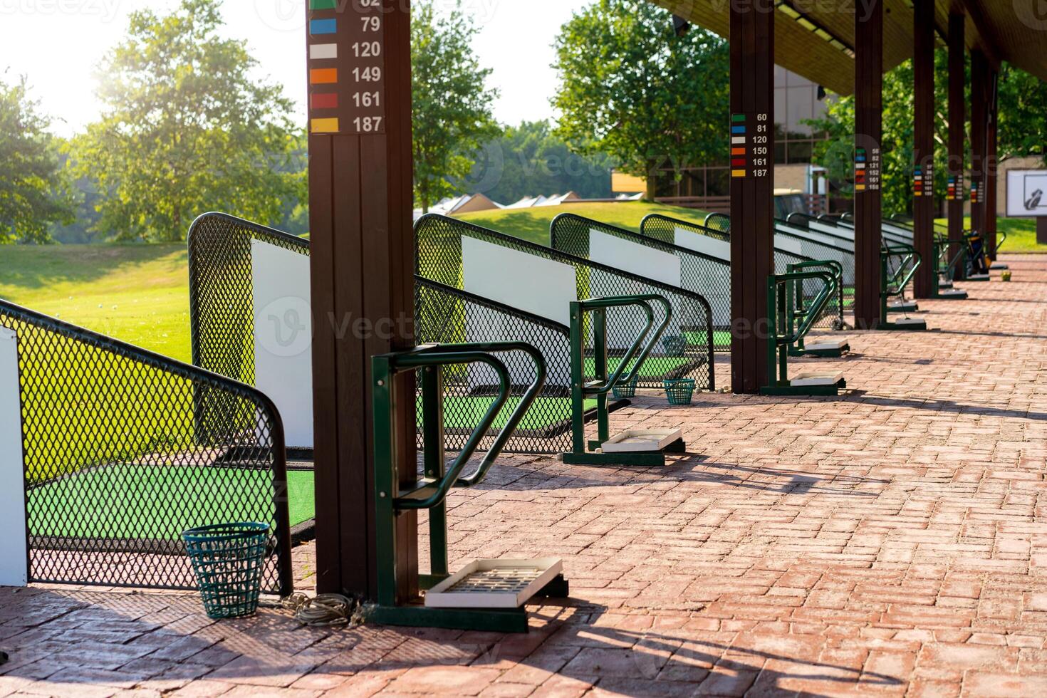 Empty Golf driving range summers sunny day photo