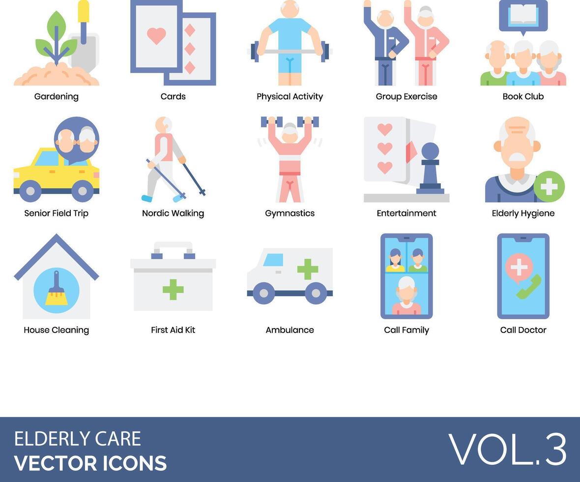 Elderly Care Icon set vector