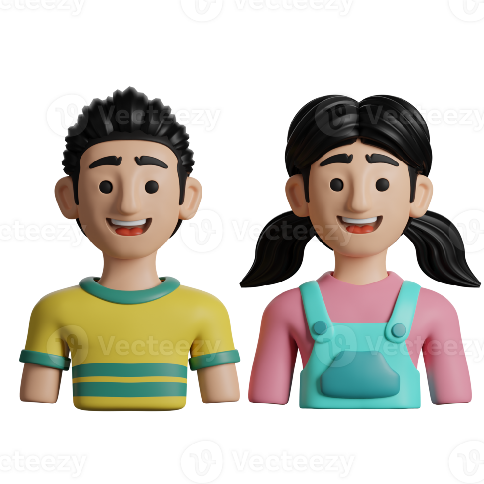 3D Illustration Family brother and sister png