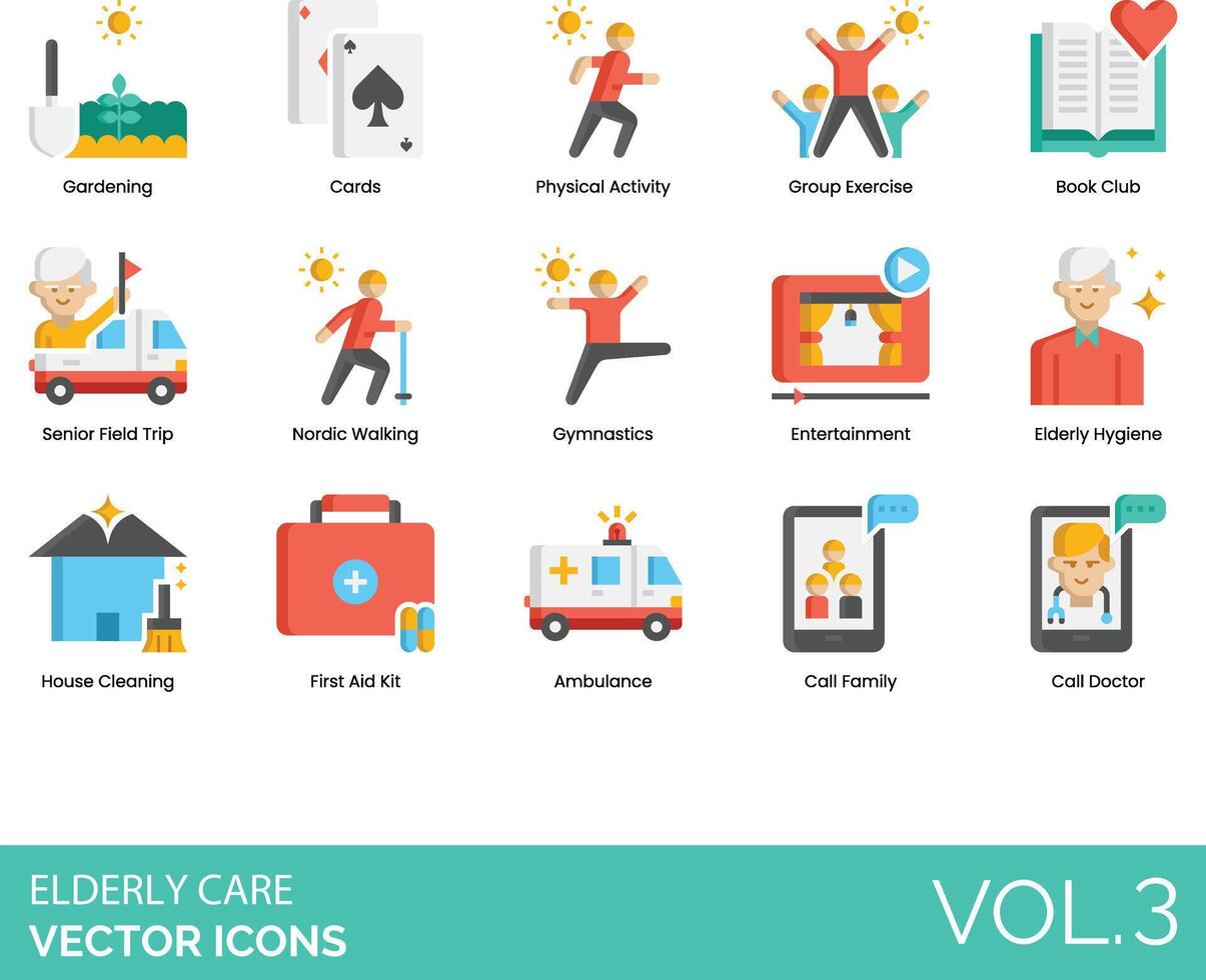 Elderly Care Icon set vector