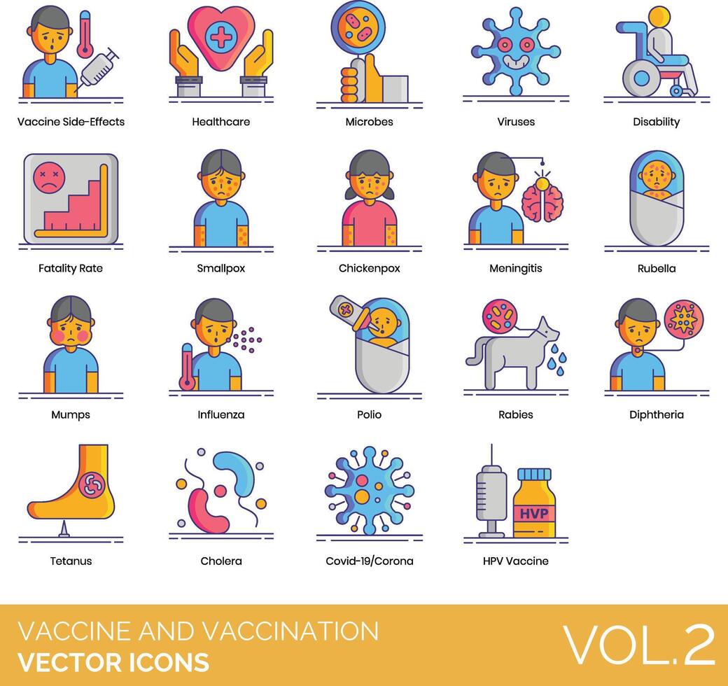 vaccine and vaccination Icon set vector