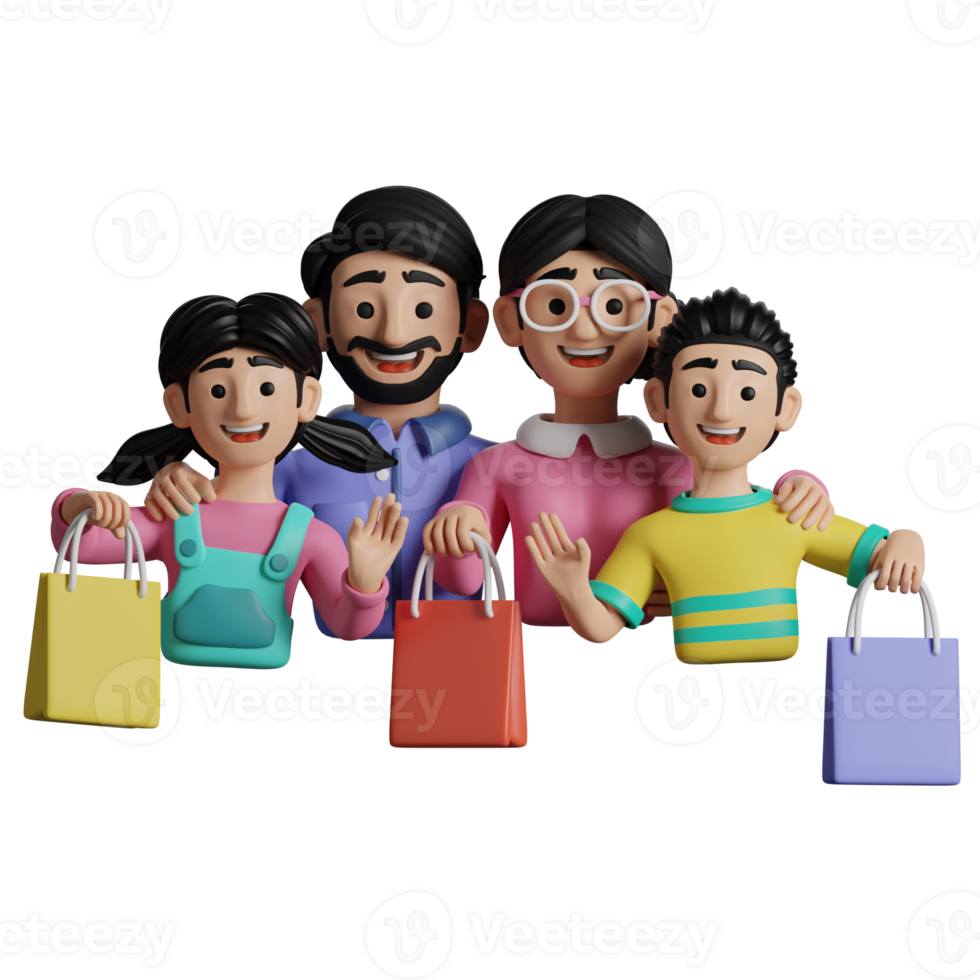 3D Illustration Family shopping png