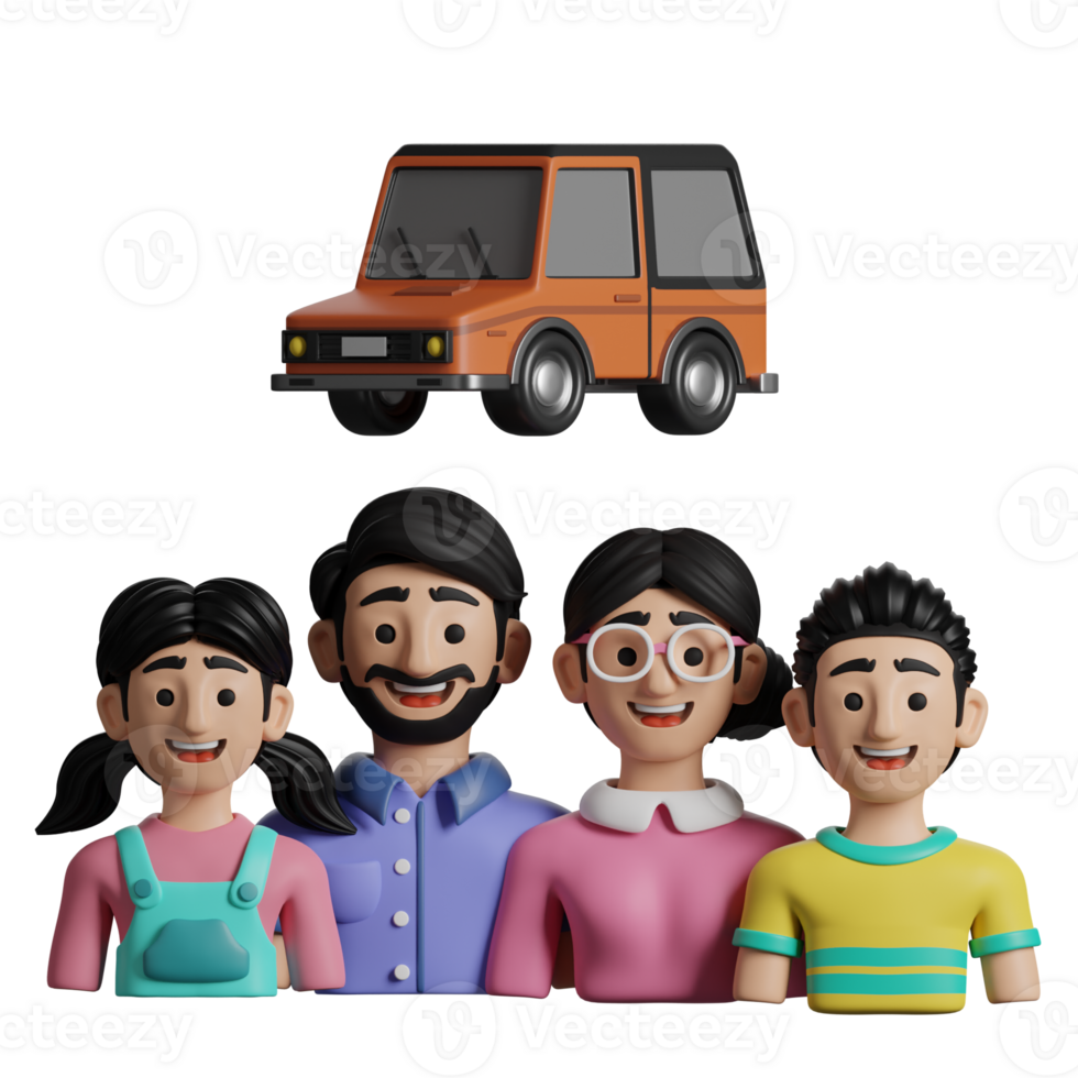 3d ilustración familia coche png