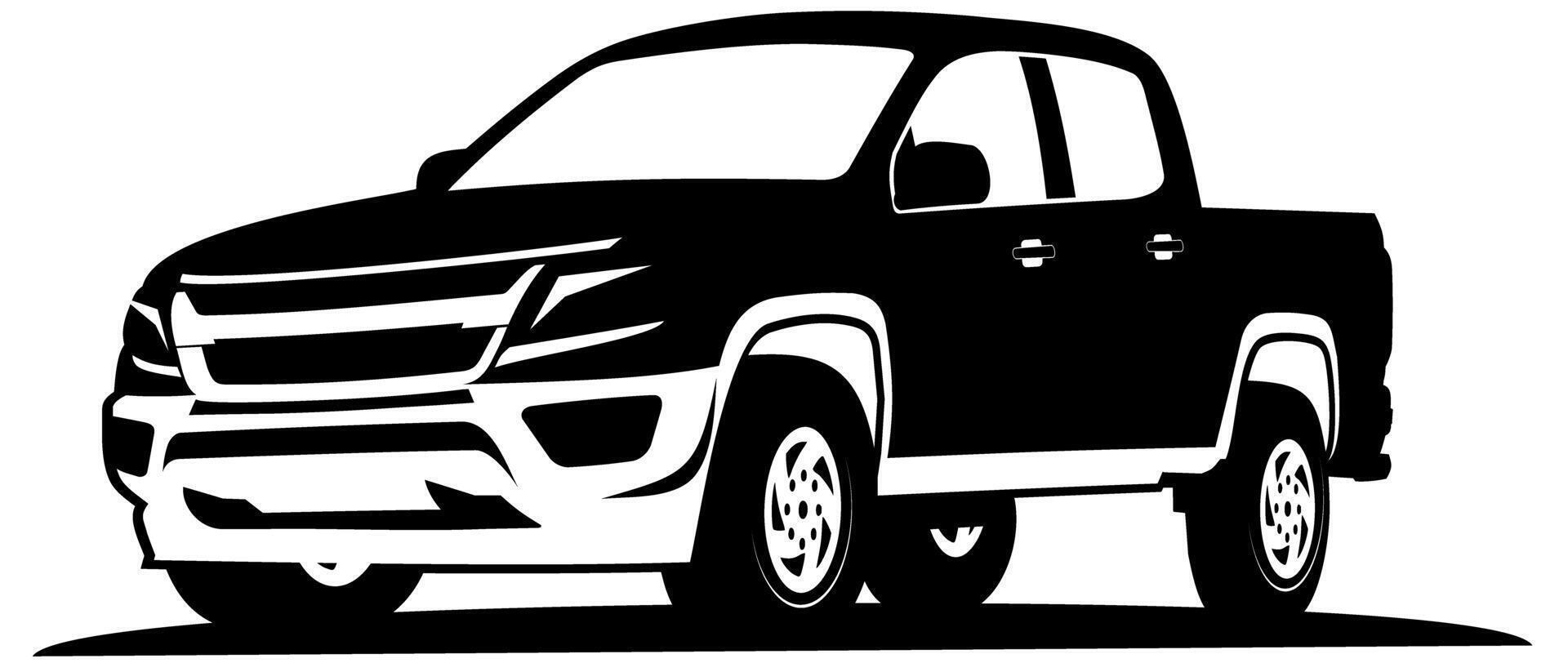 pick up truck black and white design vector