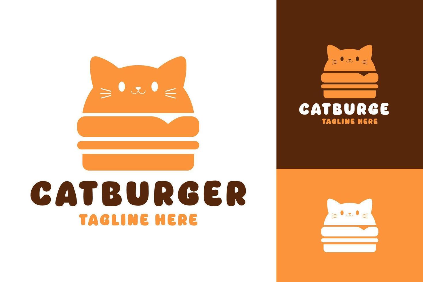 Vector Cute Adorable Cat Burger Logo Design