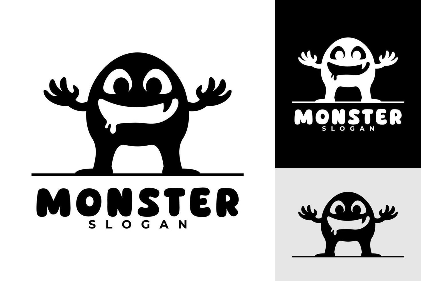 Little Cute Monster Vector Logo Design