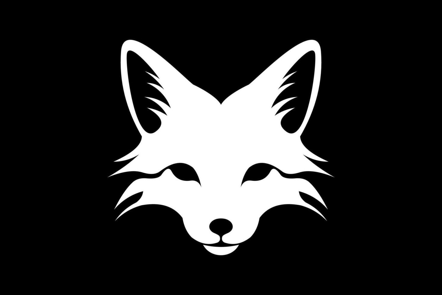 Flat Fox Head Illustration Vector Logo Design