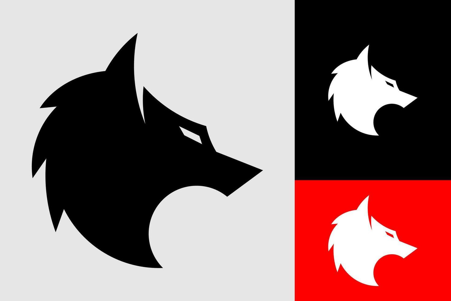 lobo cabeza zorro silueta negro blanco logo diseño vector