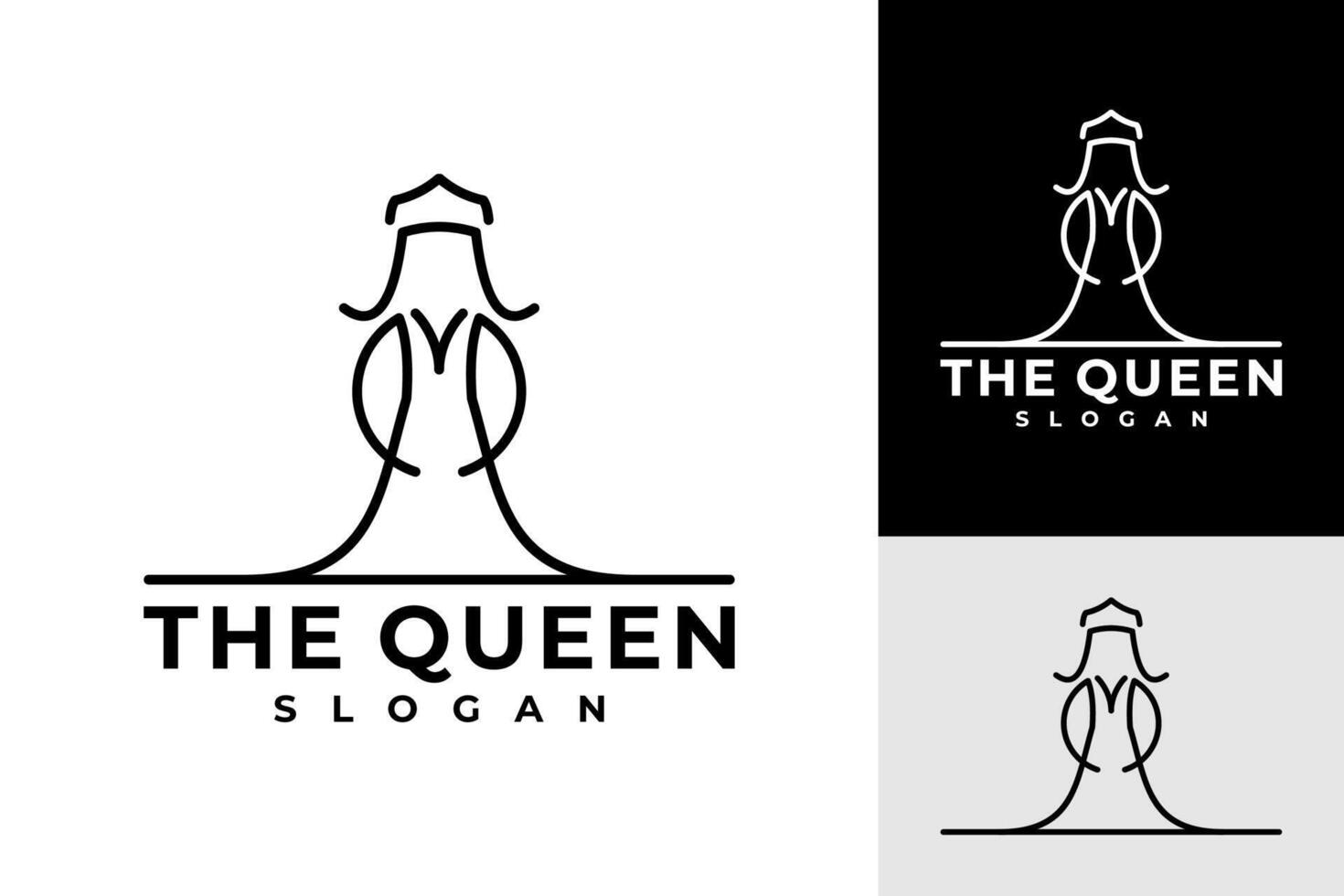 Line Art Queen Logo Design vector