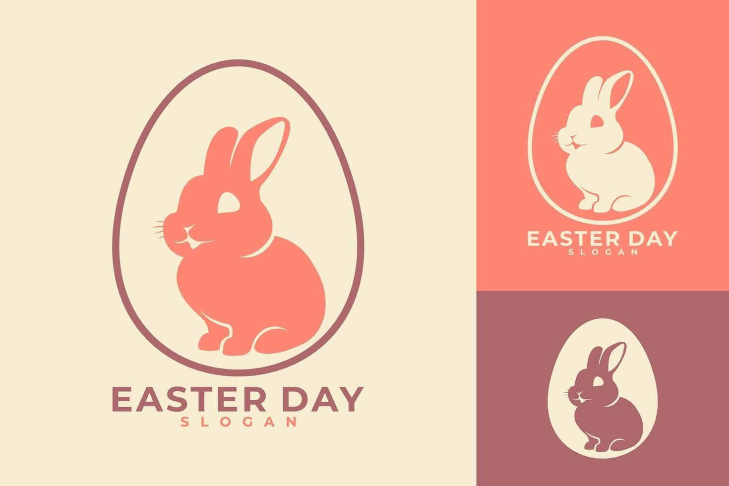 Easter Day Rabbit Egg Vector Logo Design