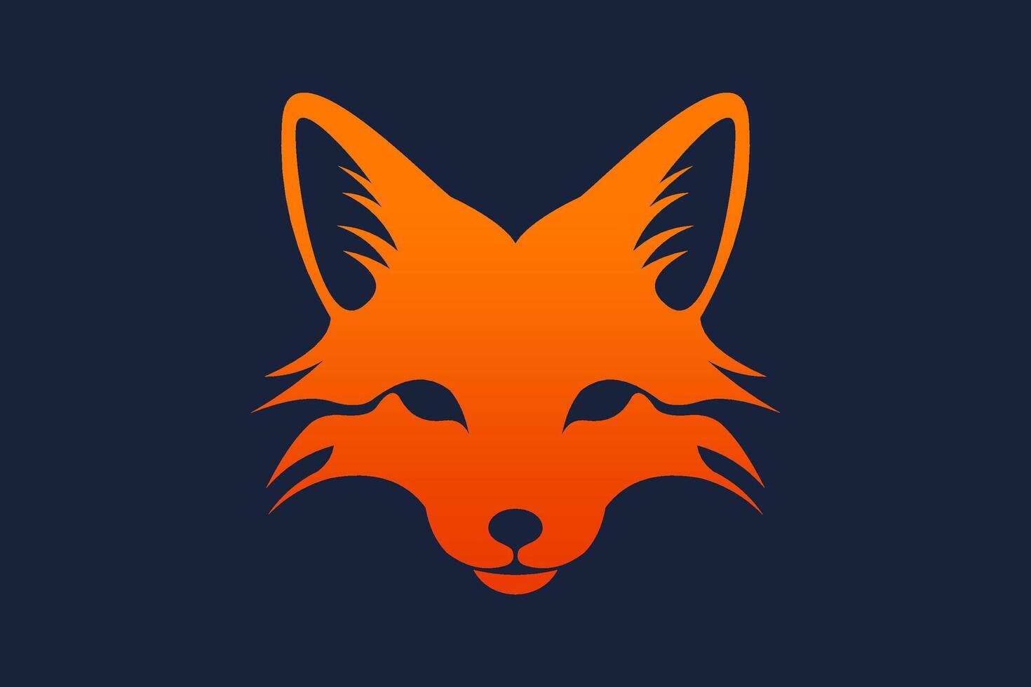 Flat Fox Head Illustration Vector Logo Design