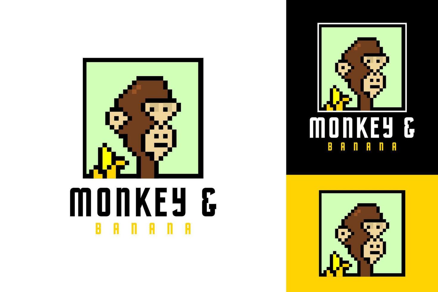 mapa de bits vector mono y plátano logo diseño