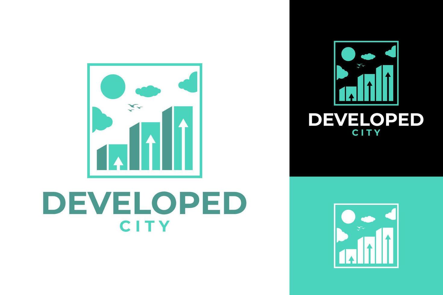 desarrollo ciudad crecimiento éxito logo diseño vector