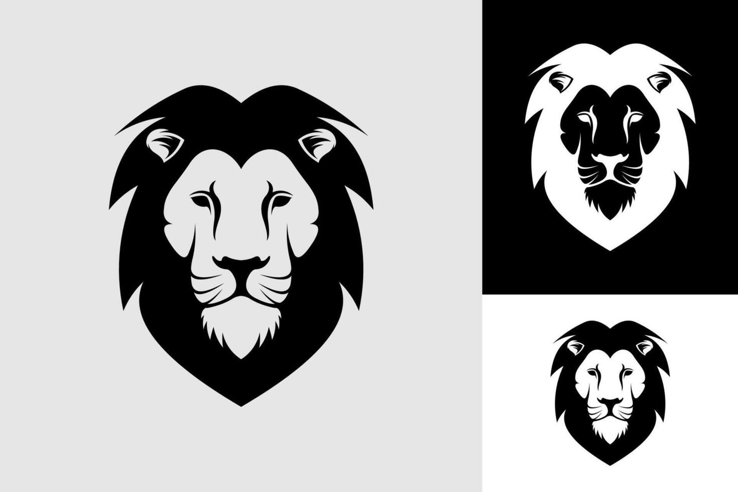 vector plano león cabeza silueta logo diseño