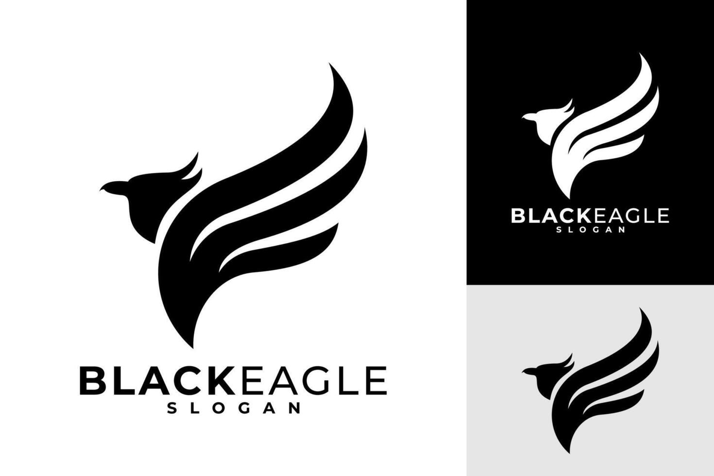 negro águila plano moderno vector logo diseño
