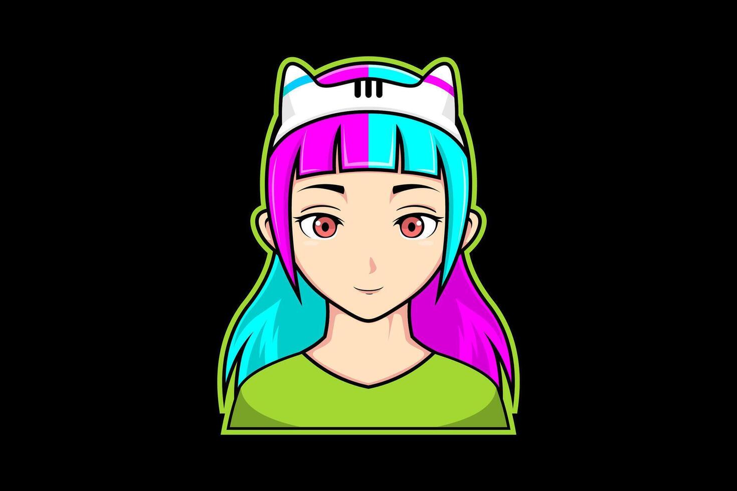 Mascot Character Vector Illustration of a Young Woman with a Beautiful Face