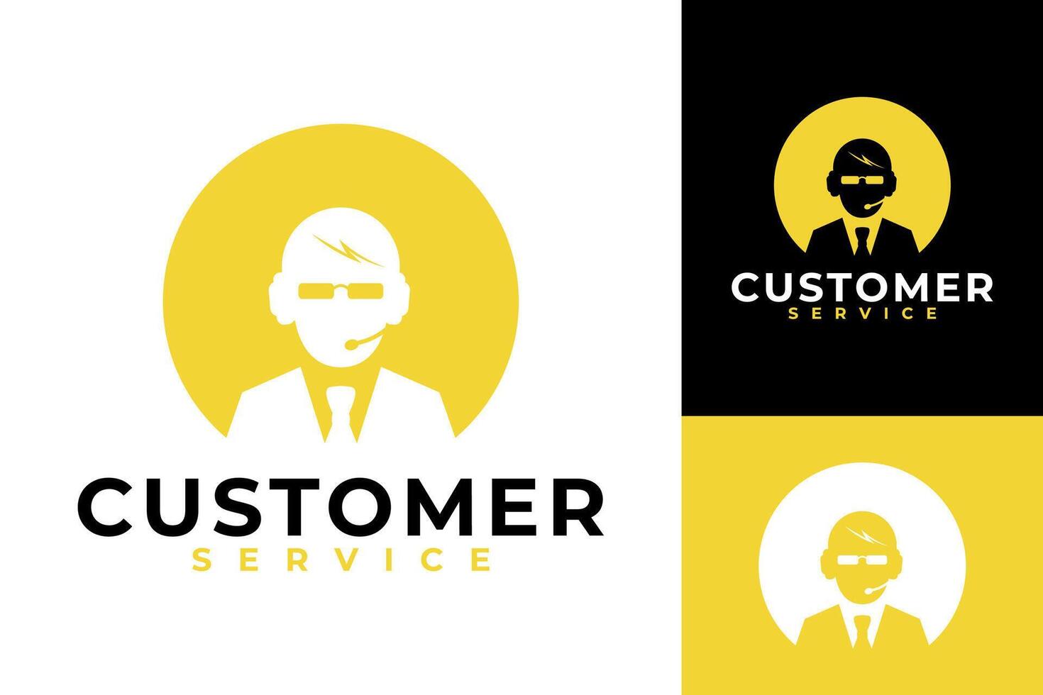 cliente lentes personas auriculares servicios responder logo diseño vector