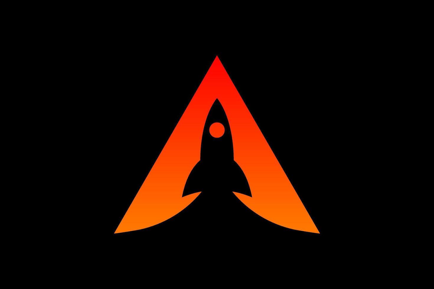letra un y cohete vector logo diseño