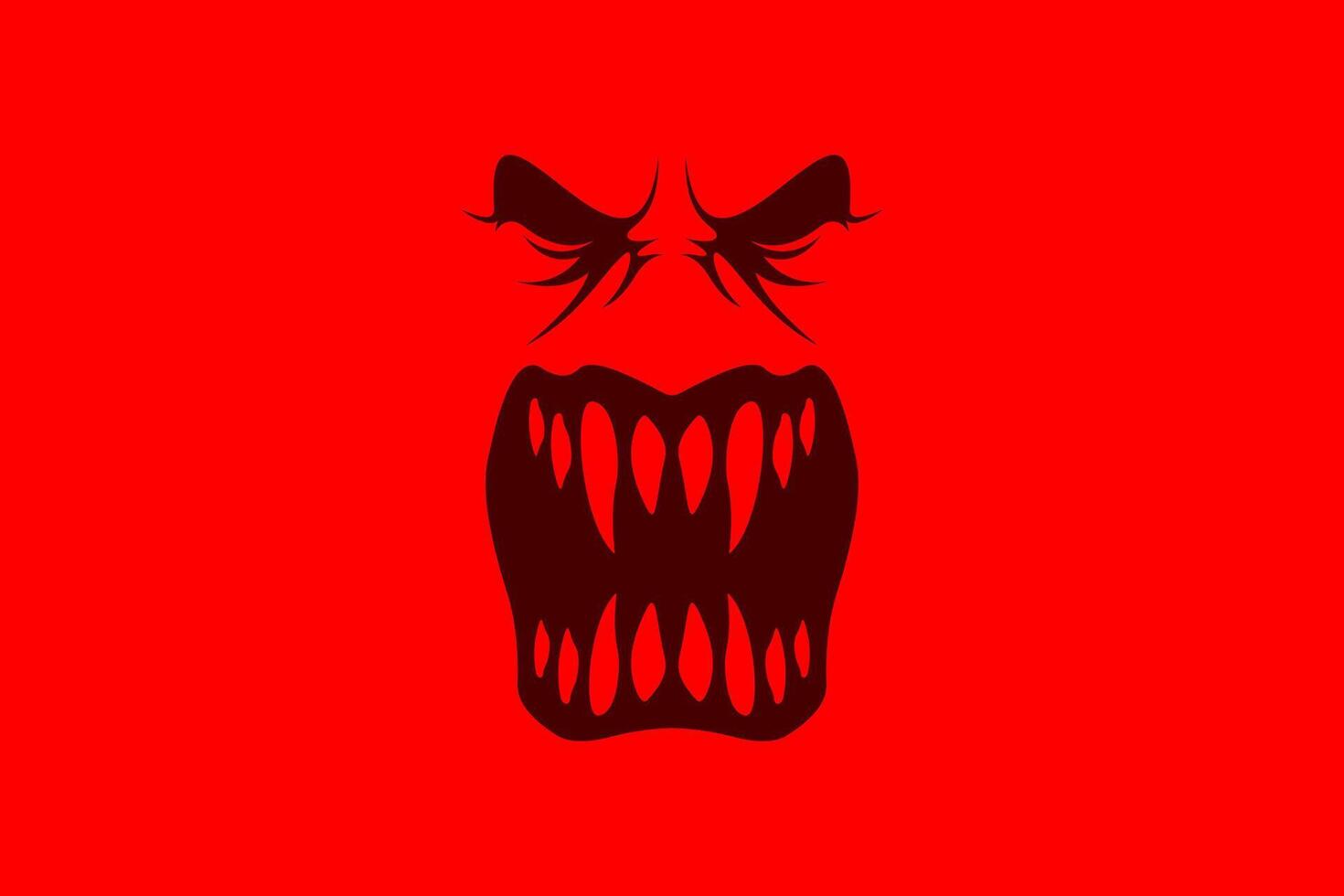 Creepy monster face Vector Logo Design