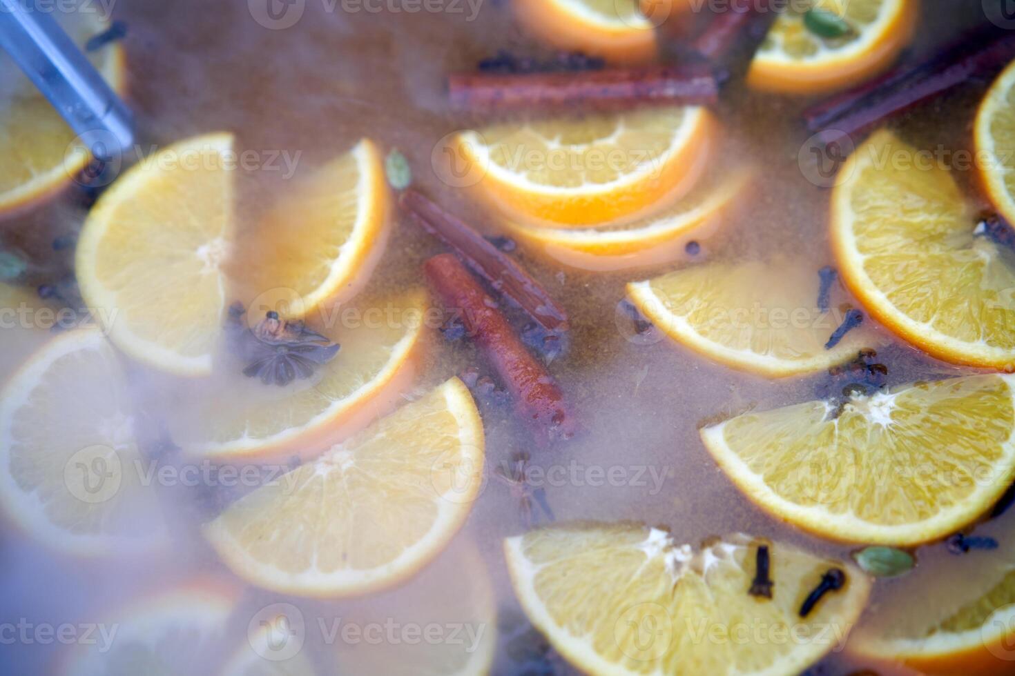 Mulled wine Traditional Christmas fair market beverage photo