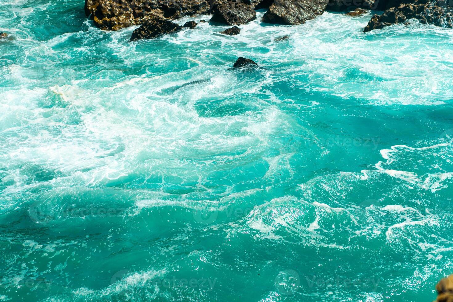 Atlantic ocean. Stormy summer day Big sea wave on rocky beach. Beaty in nature. Dramatic sea view photo