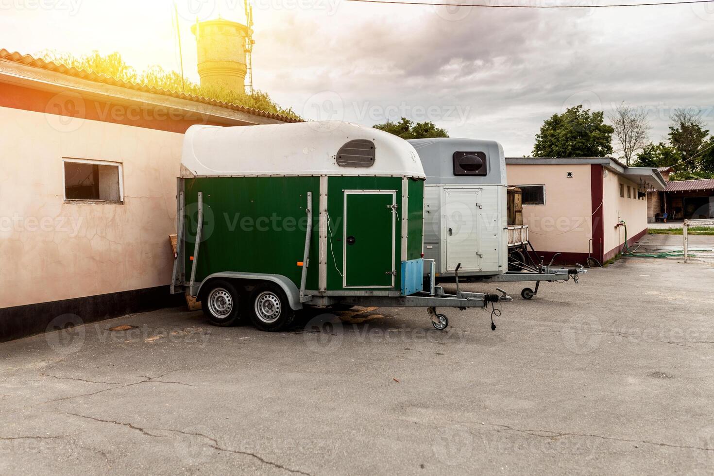 Special built trailer for transporting animals such as camels and horses photo