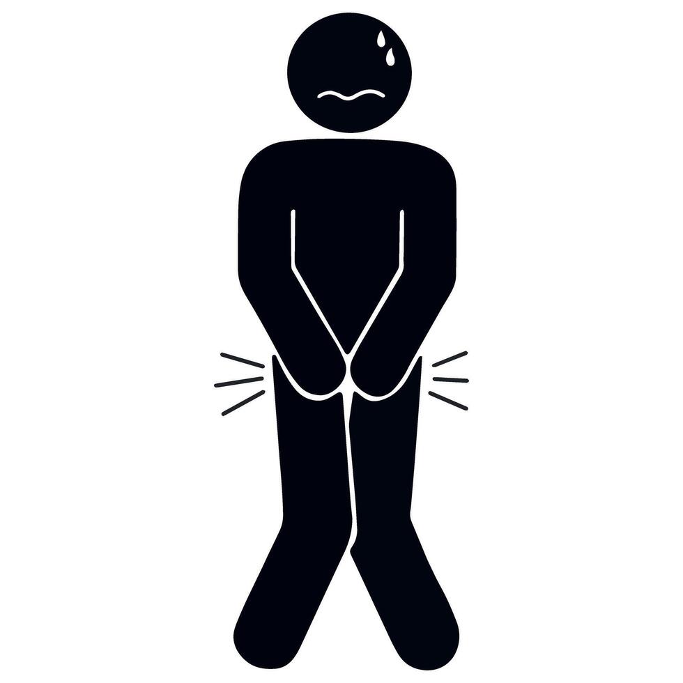 Vector man holding his pee icon illustration