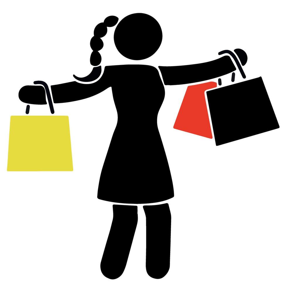 contento mujer sensación entonces contento Vamos compras icono vector ilustración