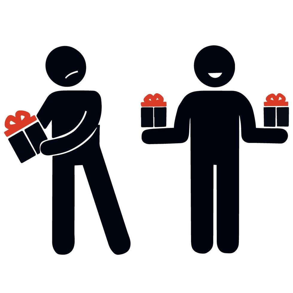 Vector a man was jealous of seeing his friend get more gifts illustration