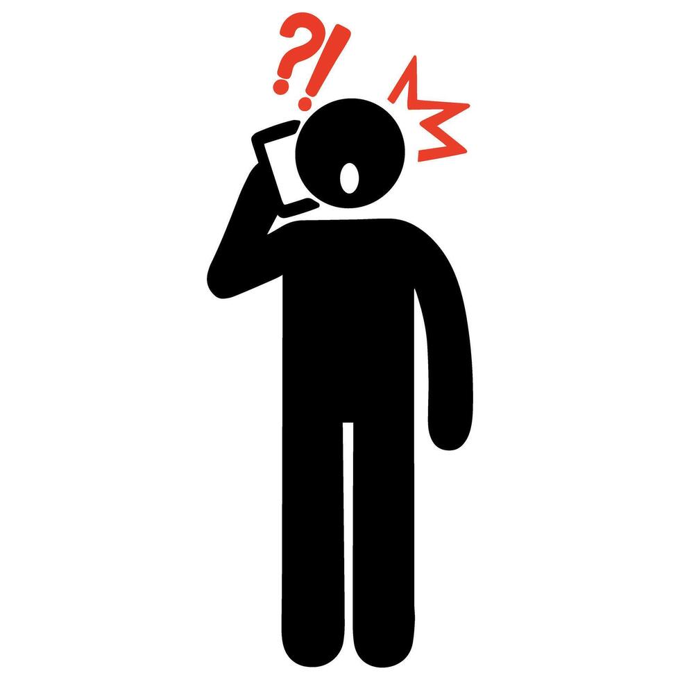Vector man shocked when he answered the phone icon illustration