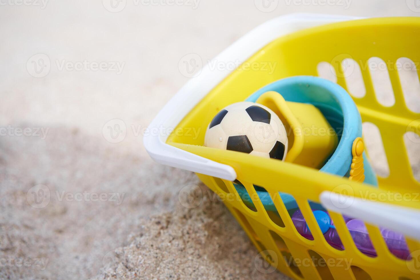 Summer children beach toy Colorful plastic tool set shovel ball bucket basket play game photo