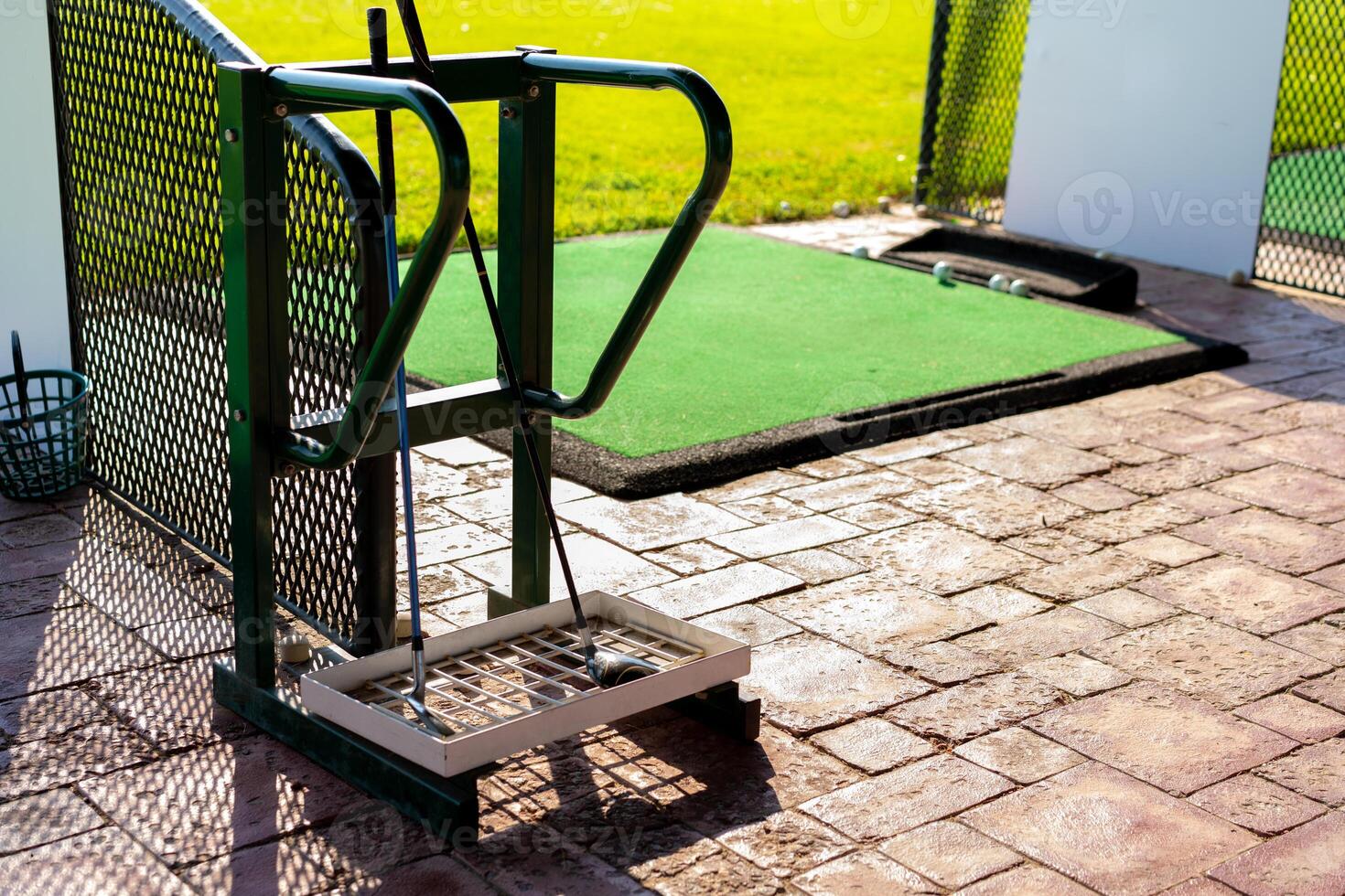 Empty Golf driving range summers sunny day photo