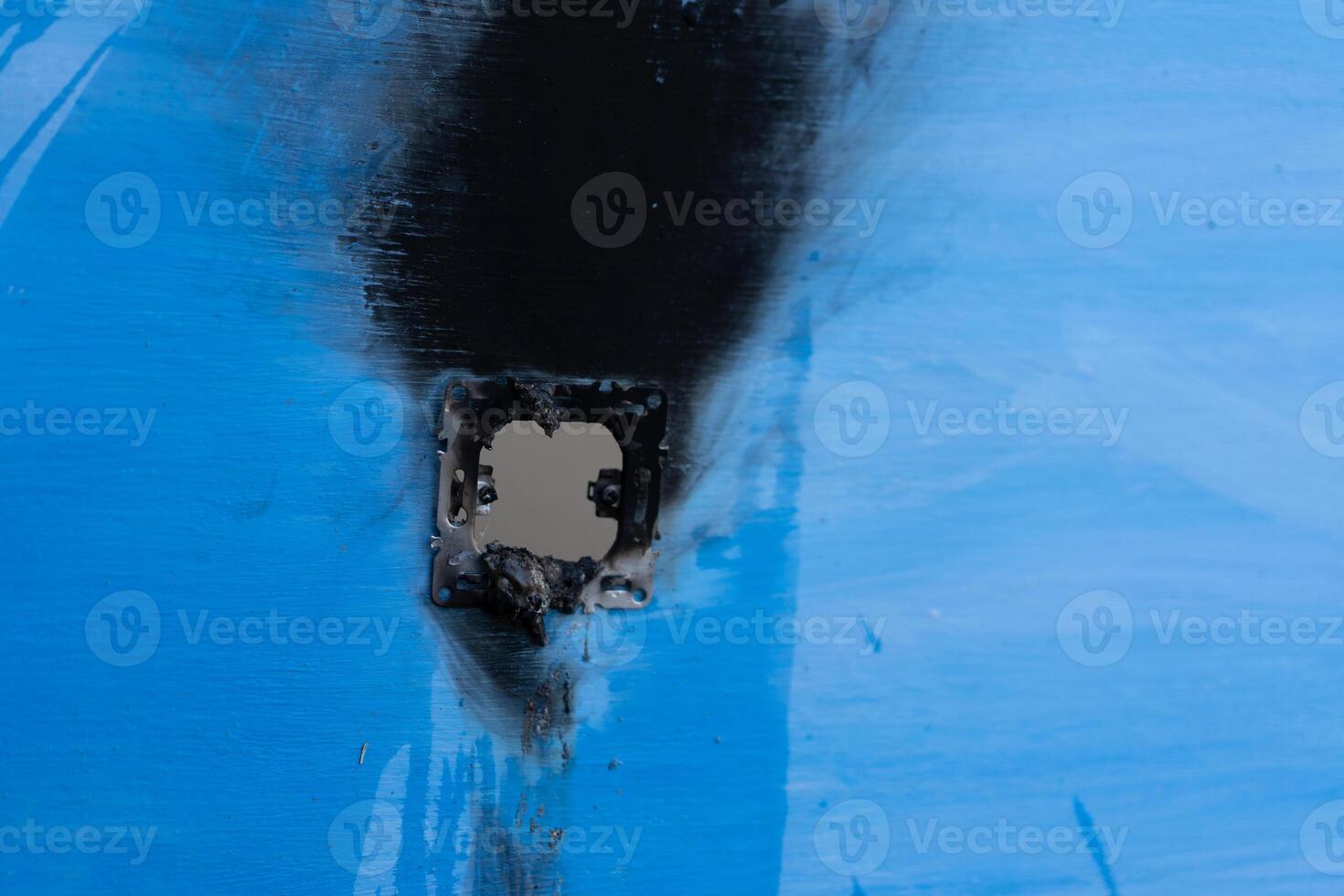 Electricity short circuit Electrical failure resulting in electricity wire burnt photo