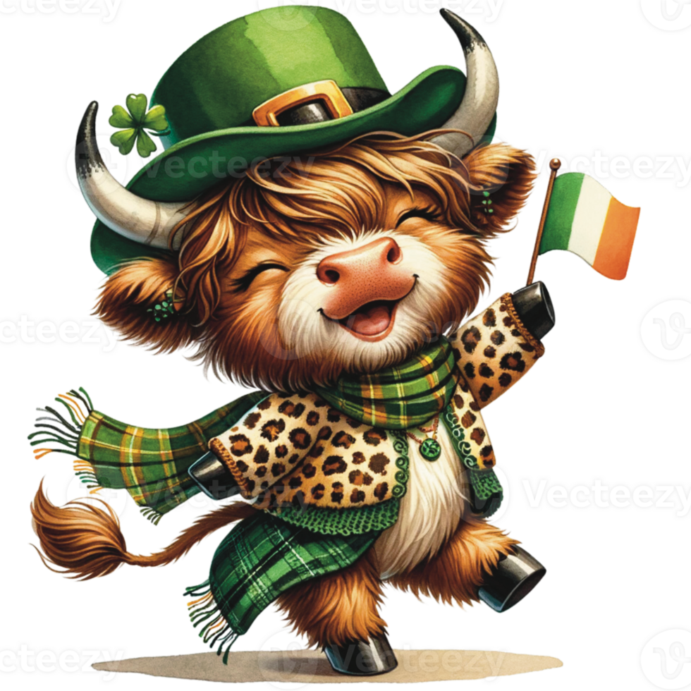 AI generated Highland Cow St. Patrick's Day png