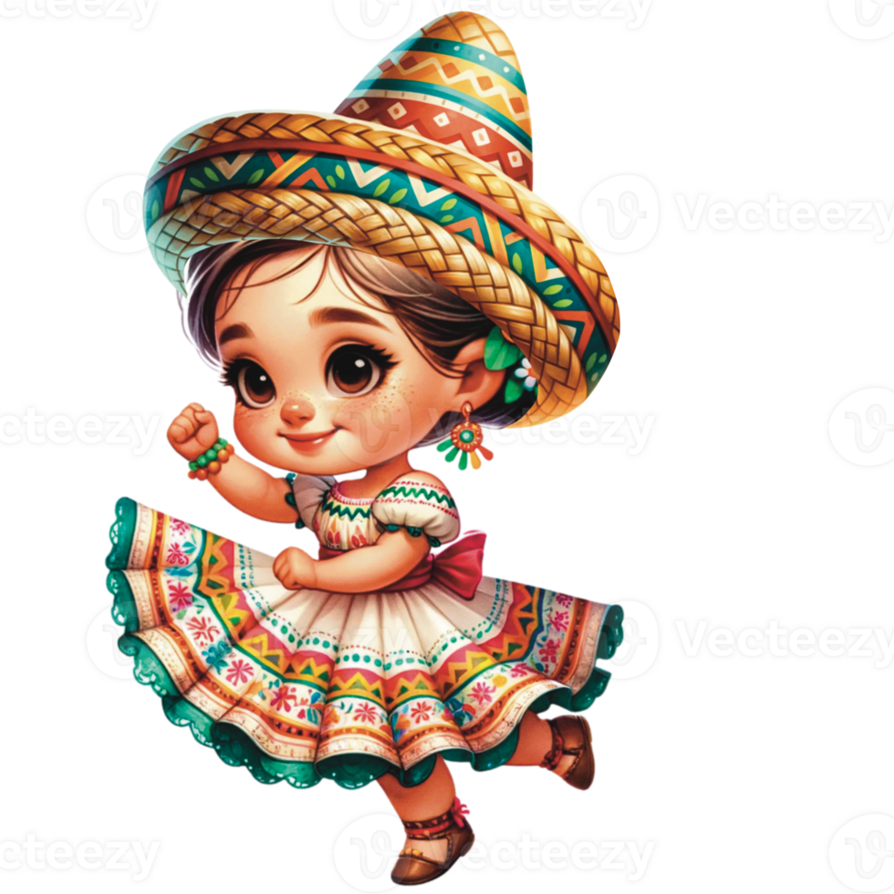 AI generated Cinco de mayo gnome, Mexican gnome, watercolor Cinco de mayo png