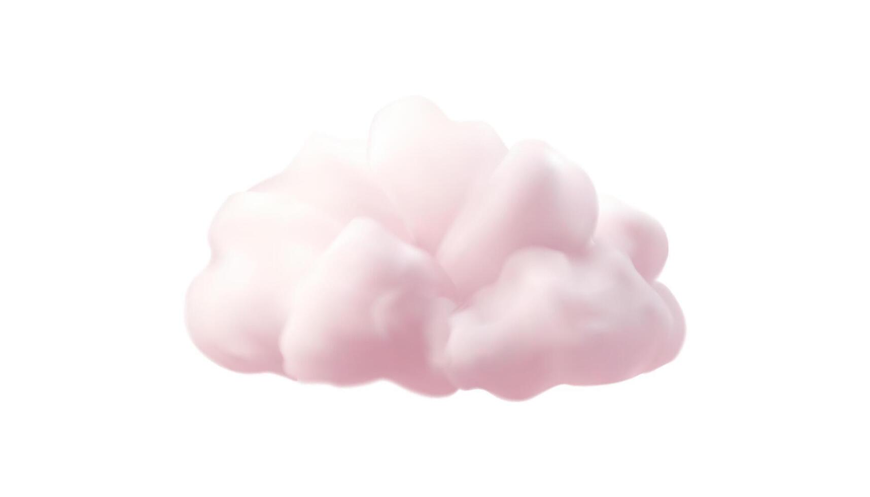 Fluffy pink cloud soft elegant feminine cloudscape air meteorology 3d icon realistic vector