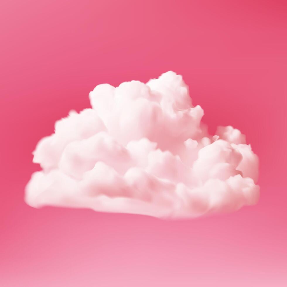 Fluffy cloud smoke air atmosphere meteorology elegant feminine cloudscape 3d icon realistic vector