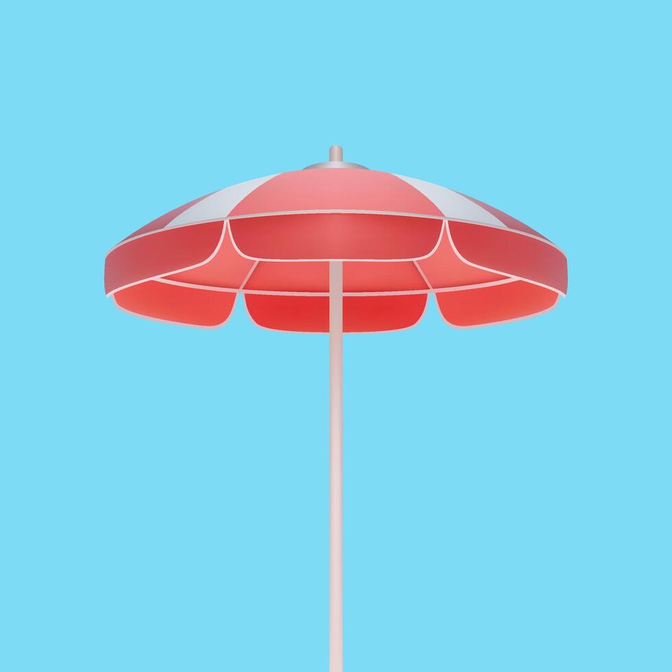 rojo playa paraguas luz de sol proteccion verano vacaciones broncearse 3d icono realista vector