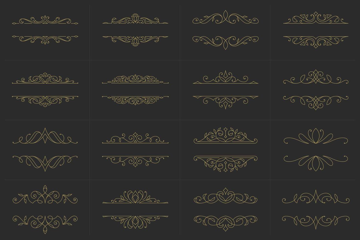Vintage ornament swirl text dividers filigree calligraphic vector set