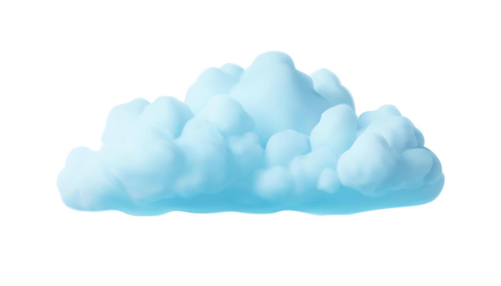 Blue fluffy cloud softness smoke balloon overcast natural environment 3d icon realistic vector