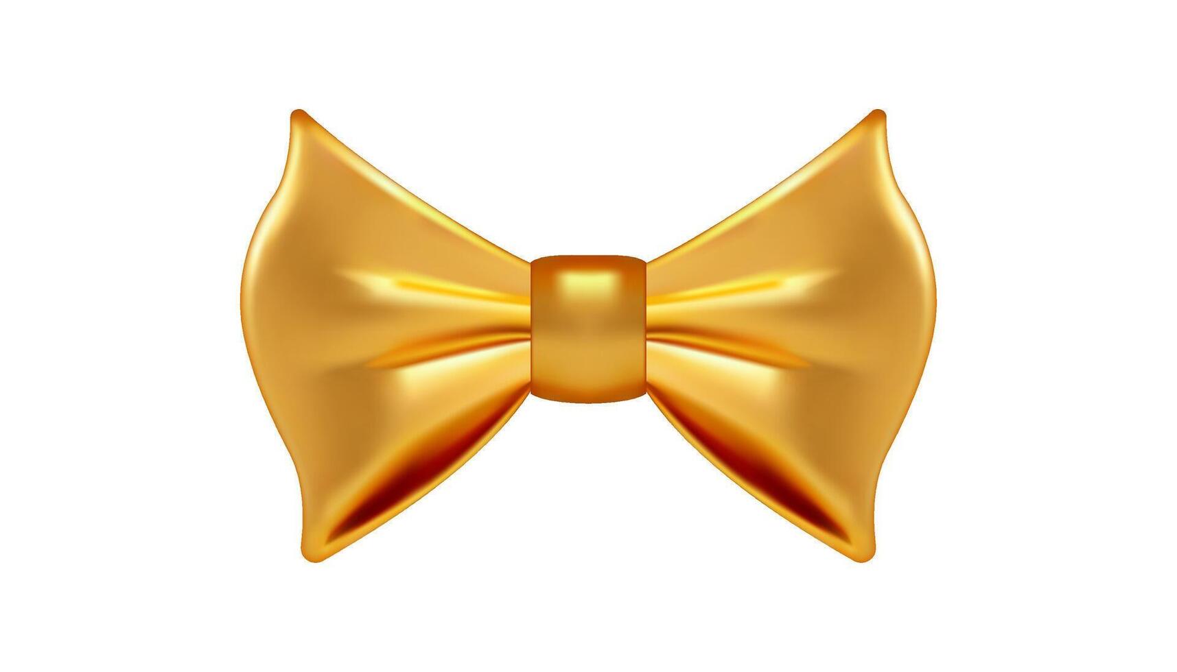 Metallic golden tie bow butterfly gentleman fashion business rich accessory 3d icon realistic vector