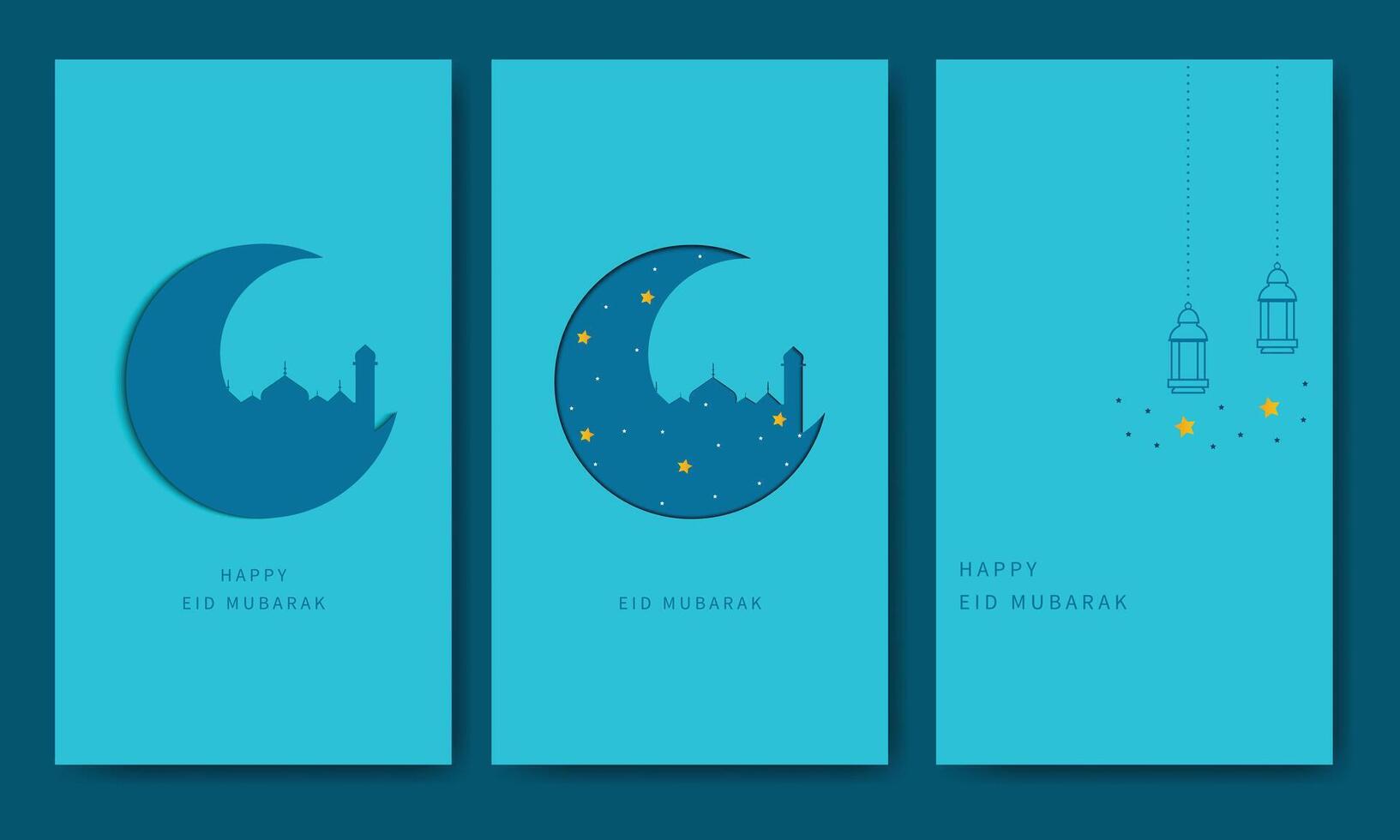 Eid Mubarak Template Bundle Flat Illustration vector