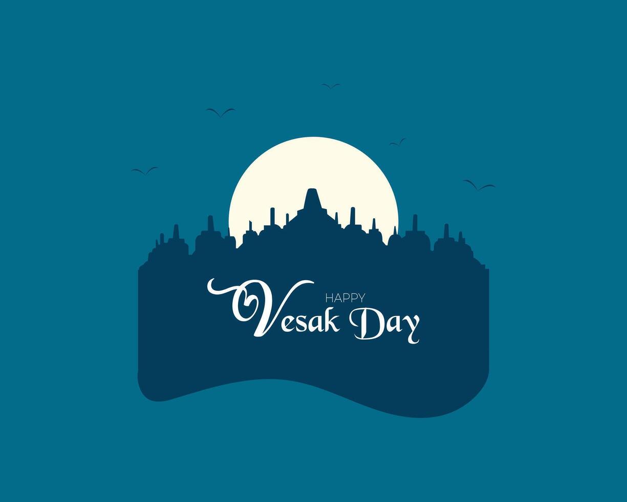 Happy Vesak Day With Borobudur Illustration vector