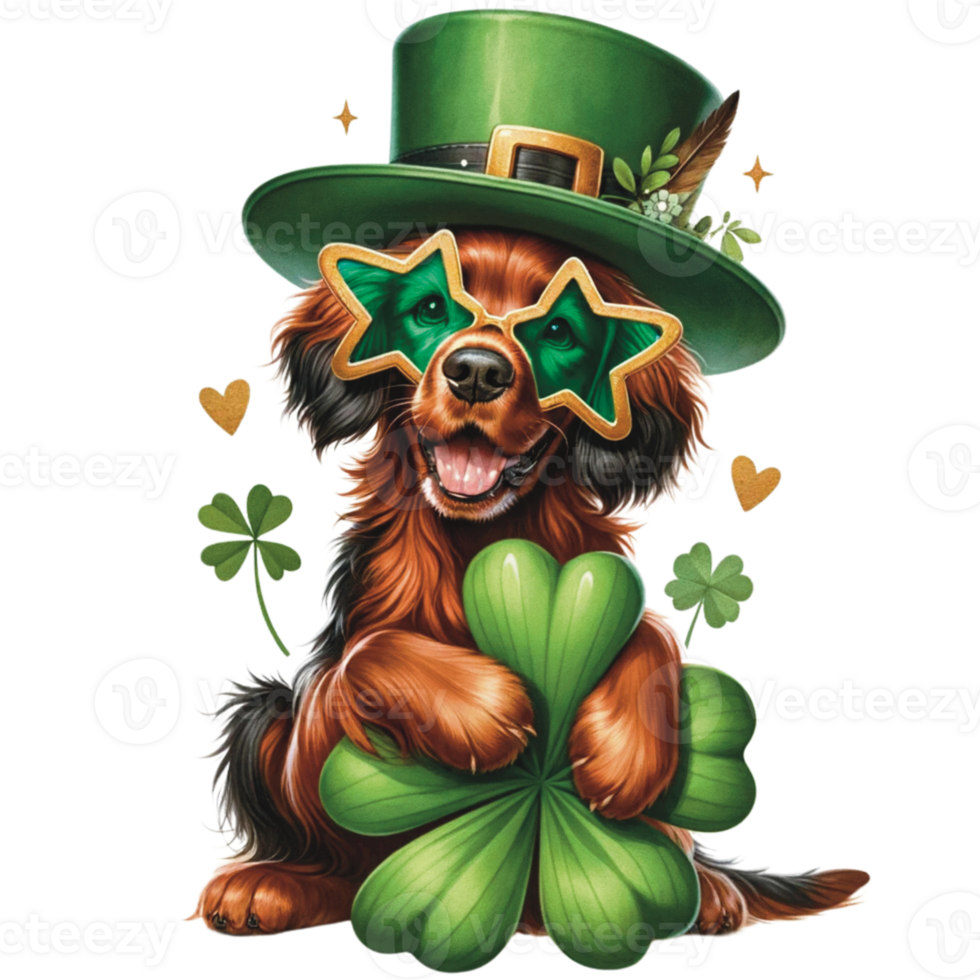 AI generated Irish Setter  Celebrate on St. Patrick Day png