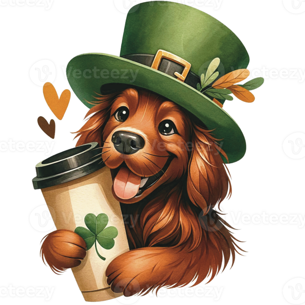 AI generated Irish Setter  Celebrate on St. Patrick Day png