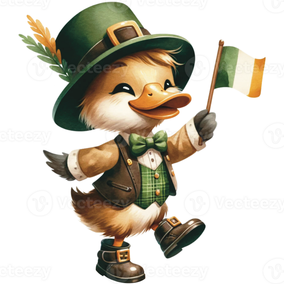 AI generated The Duck Celebrate on Saint Patrick Day png